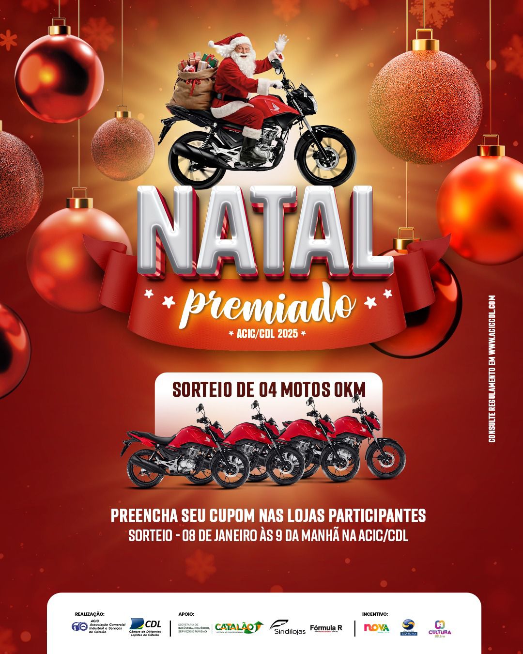 ACIC CDL lança Campanha Natal Premiado com sorteio de quatro motos em Catalão
