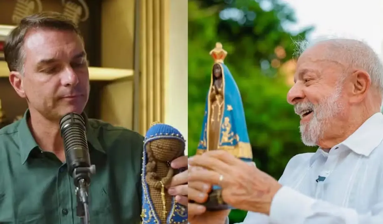 Lula e Flávio Bolsonaro participam de missas no feriado de Nossa Senhora Aparecida
