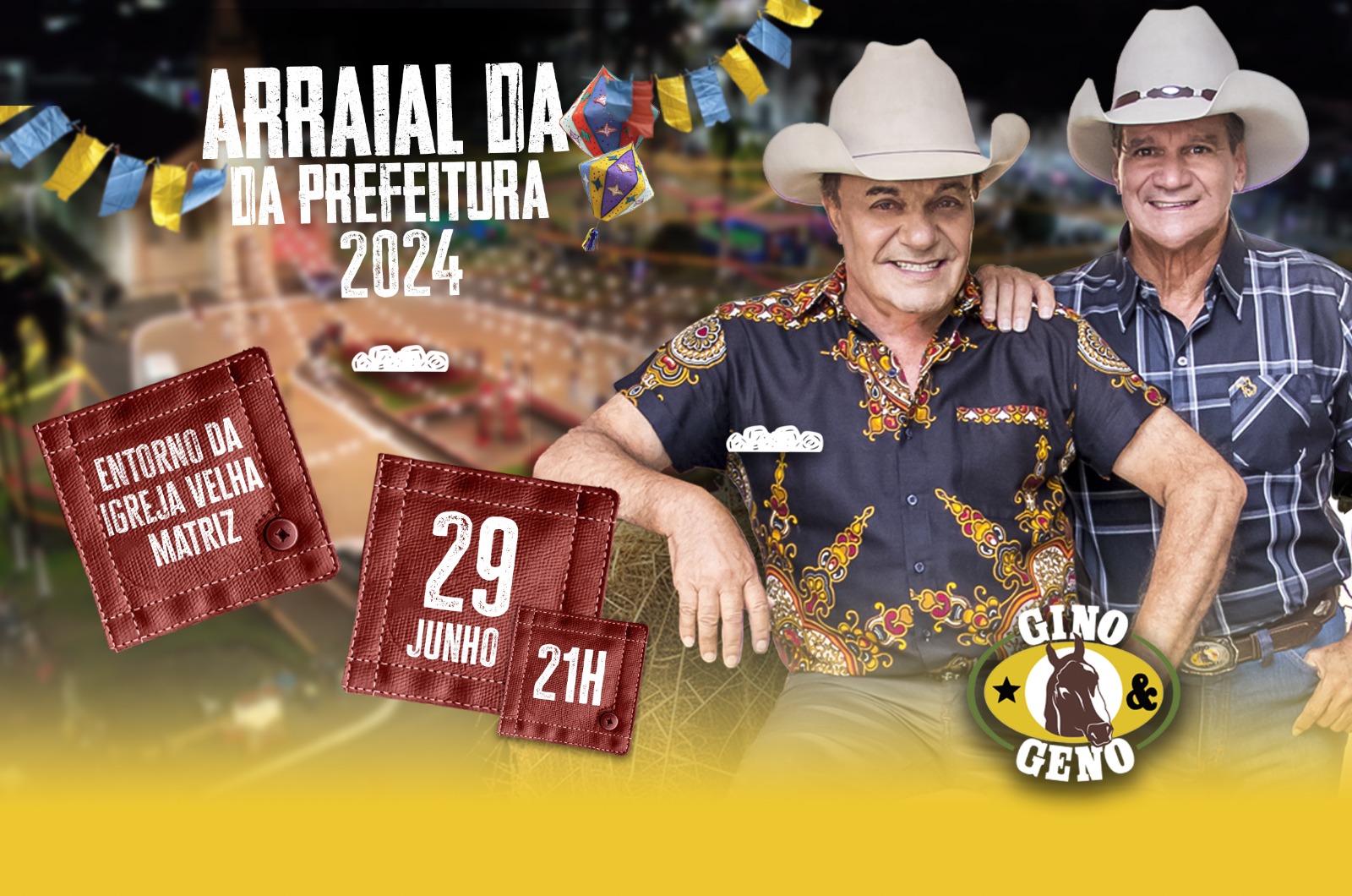 Show de Gino e Geno vai animar festa junina no Arraial da Prefeitura de Catalão