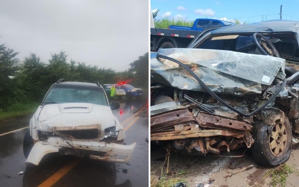 Jovens morrem em acidente após carro bater em caminhonete e sair da pista em rodovia de Goiás